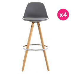 Set of 4 chairs of Bar high grey oak KosyForm base