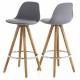 Lot de 4 Chaises Plan de Travail Grise Piétement Chêne KosyForm