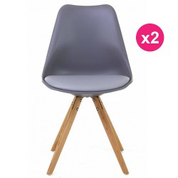 Conjunto de 2 cadeiras cinza Carvalho KosyForm base