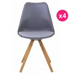 Lot de 4 Chaises Grise Piétement Chêne KosyForm Lot de 4 Chaises Grise Piétement Chêne KosyForm