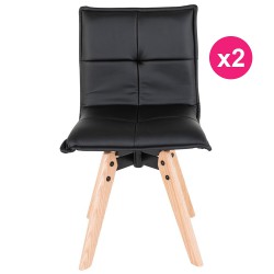 Conjunto de 2 cadeiras de couro preto KosyForm