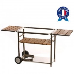 Carrello Plancha gas Trio 3 legno e acciaio inox luci