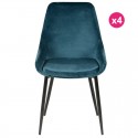 Set di 4 pasto sedie blu con velluto di metallo Base KosyForm Kari nero