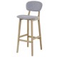 Lot de 2 Chaises de Bar Tissus Gris et Piétement Chêne Ana KosyForm