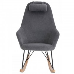 Cadeira de balanço de madeira Hygge tecido cinza clara e Eva KosyForm