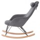 Rocking-chair Hygge en Tissu Gris Clair et Bois Eva KosyForm