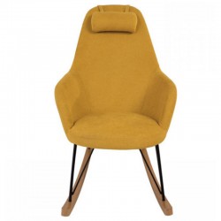 Rocking chair Hygge in yellow fabric and wood Eva KosyForm