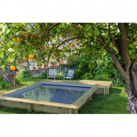 Piscine Urbaine Procopi en Bois 420 x 350 x H 133 Couverture Automatique Coffre et Fitration