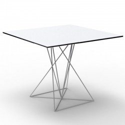 Table Faz Vondom Blanc Piètement Inox Laqué 70x70xH72