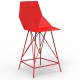 Set of 2 high stools FAZ Vondom red and metal with armrests