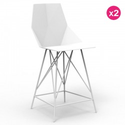 Set de 2 taburetes altos FAZ VONDOM blanco y metal con apoyabrazos Set de 2 taburetes altos FAZ VONDOM blanco y metal con apoyabrazos