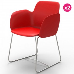 Juego de 2 sillas VONDOM Pezzettina rojo mate y metal Juego de 2 sillas VONDOM Pezzettina rojo mate y metal