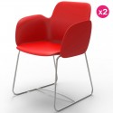 Set of 2 chairs Vondom Pezzettina red matte and metal