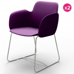 Conjunto de 2 cadeiras Vondom Pezzettina violeta Matt e metal
