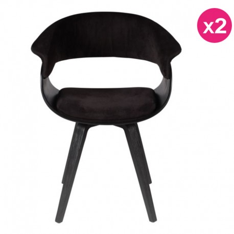 Lot de 2 Chaises Vintage en Velours Noir Mio KosyForm