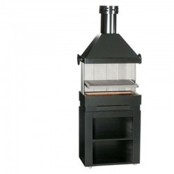 Barbecue Escalor Patio on Rolling Furniture in Refractory Bricks and Steel with Hood