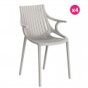 Lot de 4 Chaises Vondom Ibiza avec accoudoirs Ecru