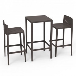 Ensemble Spritz table et 2 tabourets Vondom hauteur d'assise 76cm bronze
