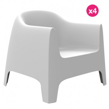 Lot de 4 Fauteuils Lounge Solid Vondom blanc