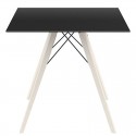 Table à manger Vondom Faz Wood Plateau 80 Carre Noir et Pieds Chêne Blanchi