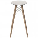 Table Haute Vondom Faz Wood Plateau Rond Hpl Blanc et Bord Noir avec Pieds Chêne Naturel Diamètre 60 x H105cm