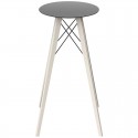 Vassoio in legno Vondom Faz tavolo alto Nero Rotondo Hpl Bianco con piedini di quercia sbiancati diametro 50 x H105cm