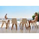 Table Haute Vondom Faz Wood Plateau Noir Rond Hpl Blanc avec Pieds Chêne Blanchi Diamètre 50 x H105cm