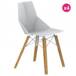 Lot de 4 Chaises Vondom Faz Wood2 Blanc Pieds Chêne Lot de 4 Chaises Vondom Faz Wood2 Blanc Pieds Chêne