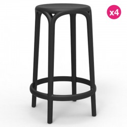 Lot de 4 tabourets hauts Brooklyn Vondom hauteur d'assise 66 noir