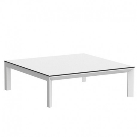 Table basse Frame Aluminium Vondom 100x100xH32 blanc avec bords noirs