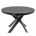 Tavolo allungabile da 120 a 190x100 piano rotondo in gres porcellanato nero grigio KosyForm