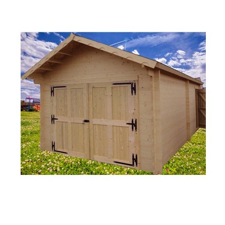 Massief houten garage Habrita 24,23m2 in planken van 60mm