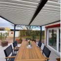 Pergola bioclimatique Habrita 21.5 m2 Aluminium anthracite et toit avec lames écru