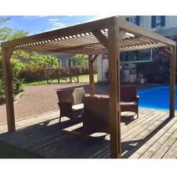 Pergola en bois Habrita 341x313x217 avec Ventelles amovibles sur Toit