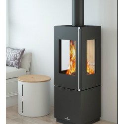 Poêle à bois Bronpi Bombay 3C 7kW avec 3 coté vitrés