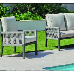 Garden furniture Havana-7 Aluminum Anthracite String Grey 4 places Hevea