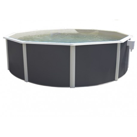 Oberirdischer Pool TOI Magnum rund 460x132 Anthrazit mit Sicherheitsleiter