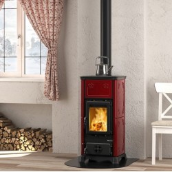 Stufa a legna Nordica Extraflame Emiliana 6.5kW bordeaux