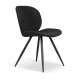 Lot de 2 Chaises Repas Ania Tissu Noir Piétement Métal Noir VeryForma