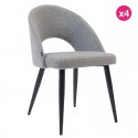 Set van 4 stoelen met ergonomische rugleuning en lichtgrijze stof met zwarte poten VeryForma