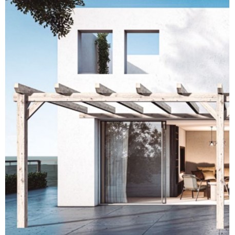 Anlehnpergola aus rohem Holz Sevilla 5x4m 20m2