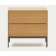 Mesita de noche madera de roble y acero negro 60x55 Rana VeryForma