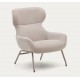 Lina armchair in beige chenille fabric and VeryForma steel