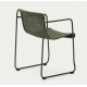 Silla Arvin Swirl en tejido chenilla beige y patas de madera de roble VeryForma