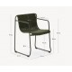 Silla Arvin Swirl en tejido chenilla beige y patas de madera de roble VeryForma
