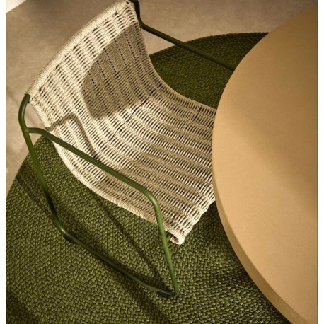 Cadeira Arvin Swirl em tecido chenille bege e pernas de madeira de carvalho VeryForma