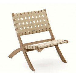 Beli Sillón plegable de madera maciza y cuerda color crema VeryForma