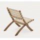 Fauteuil Pliable Beli en bois massif et corde crême VeryForma