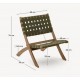 Beli Folding Armchair in solid wood and green rope VeryForma
