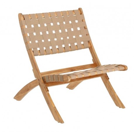 Beli Folding Armchair in solid wood and beige rope VeryForma